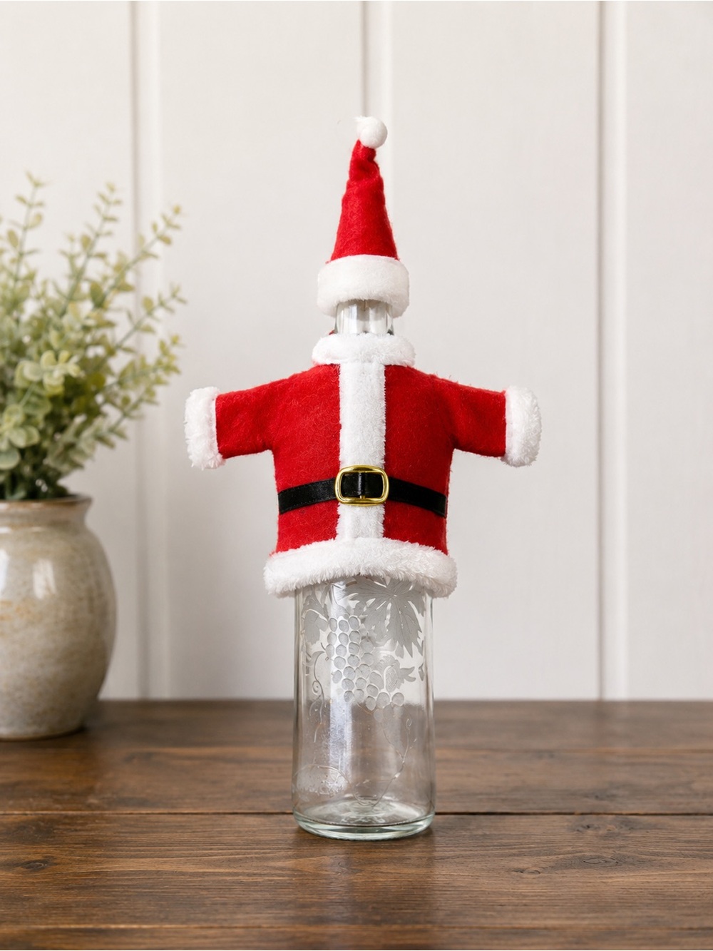 Santa bottle outfit